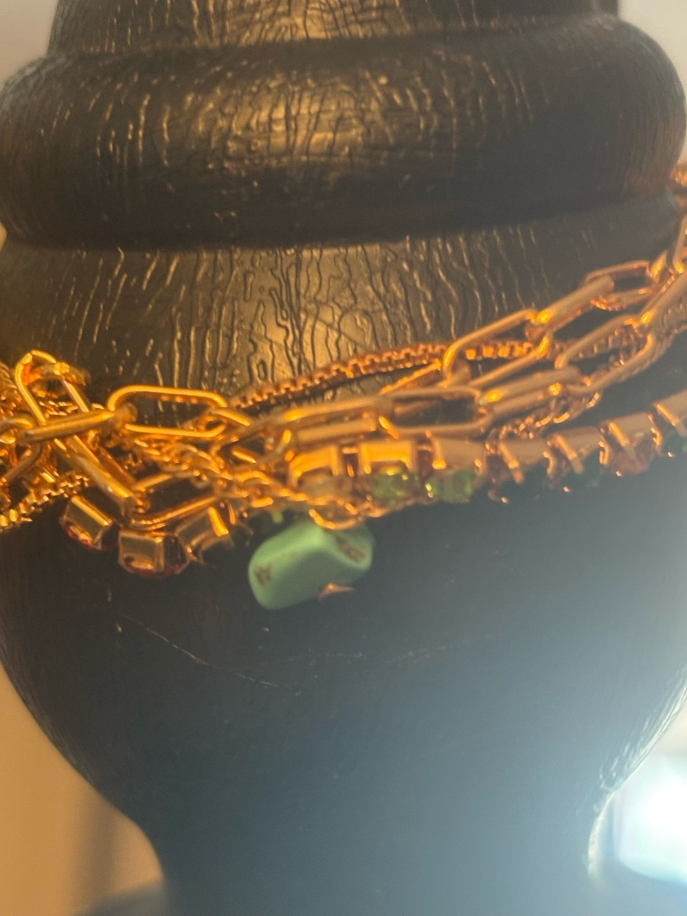 Gold Chain Multi-Strand bracelet with turquoise Stone Accent